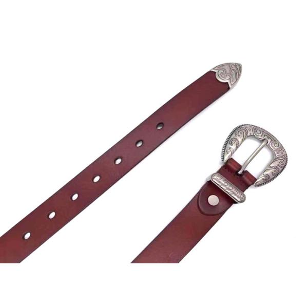 28mm Vintage Women's Fashion Leather Belts In Red Color Logo Custom
