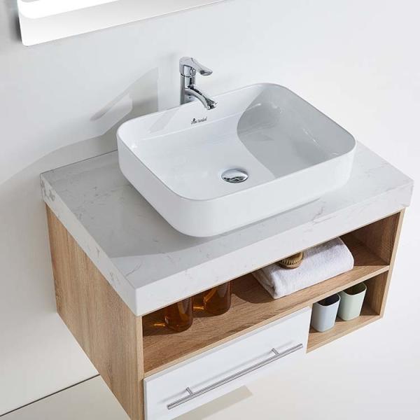 White Led Lighting Basin Cabinet Set Wall Mounted Solid wood