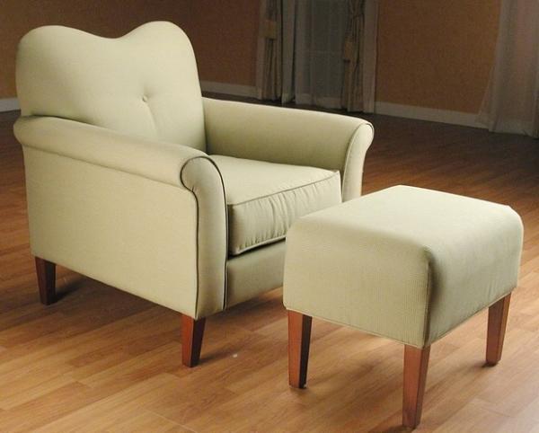 Heart Shape Back Cushion Leisure Chair Ottoman For Living Room
