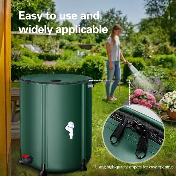 Collapsible Rain Barrel Water Storage Containers-53 Gallon Portable Rainwater Collect System Water Tank To Collect Rainwater From Gutter Downspout Water Catcher With Spigots,Filter＆Overflow Kits