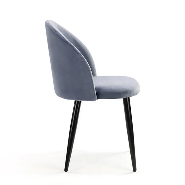 Breathable Blue Upholstered Dining Chair Luxury With Metal Legs