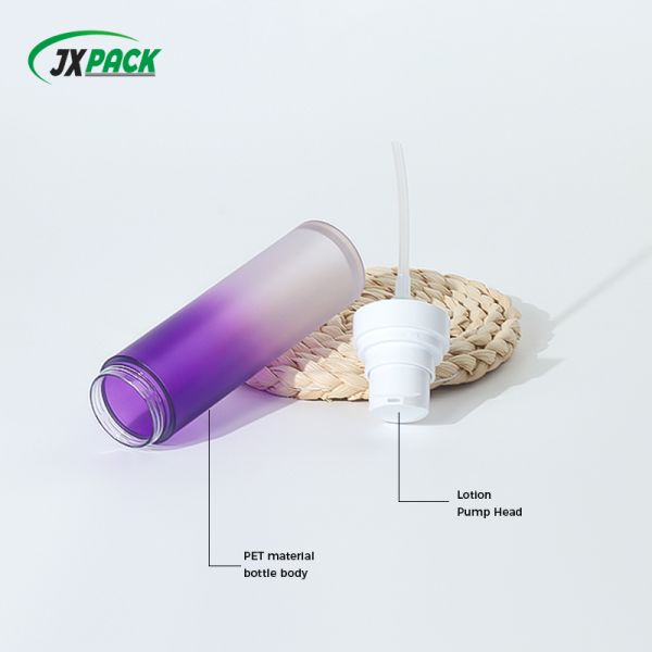 Food-grade PET Cosmetic Bottle with Gradient Matte Design and Press Pump for Precise Skincare Dispensing