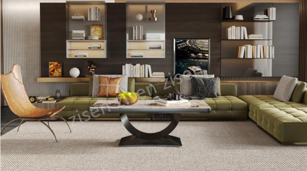 Unique Ceramic Marble Coffee Table , Anti Scratch  Stainless Steel Frame Table