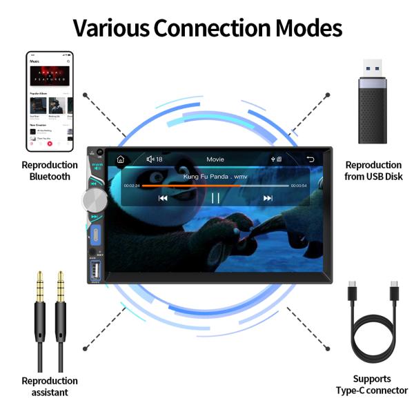 GRANDnavi 2 Din 7Inch MP5 Автомобильная стереосистема BT Wifi Беспроводная CarPlay