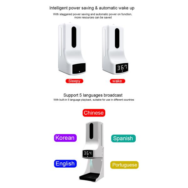 1000ml Touchless Sanitizer Dispenser With Infrared Fever Measure Device