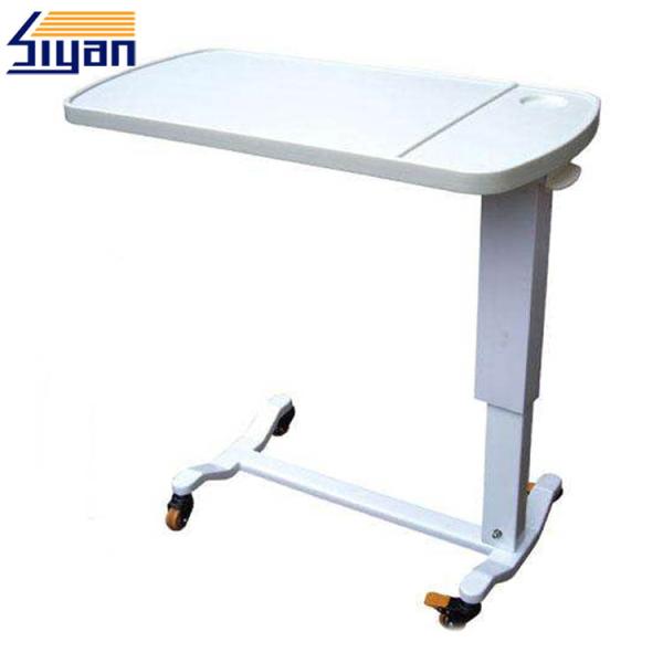 Patient Dining Overbed Table Swivel Top PVC Film Faced With White Color