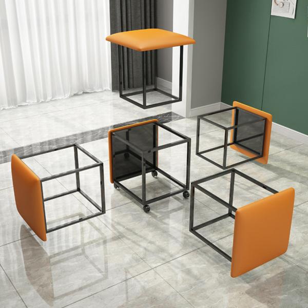 Velvet Red Nesting Stools Cube Set Storage Footstool Cube Home Make Up