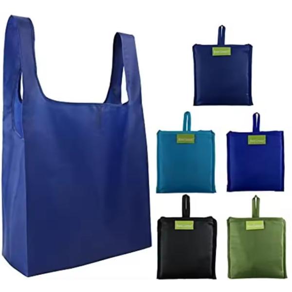 Promotional RPET Polyester Foldaway Shopping Bag Collapsible Reusable