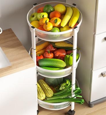 OEM Vertical 360 Degree Rotating Storage Rack  Floor Standing Rotatable Vegetable Basket