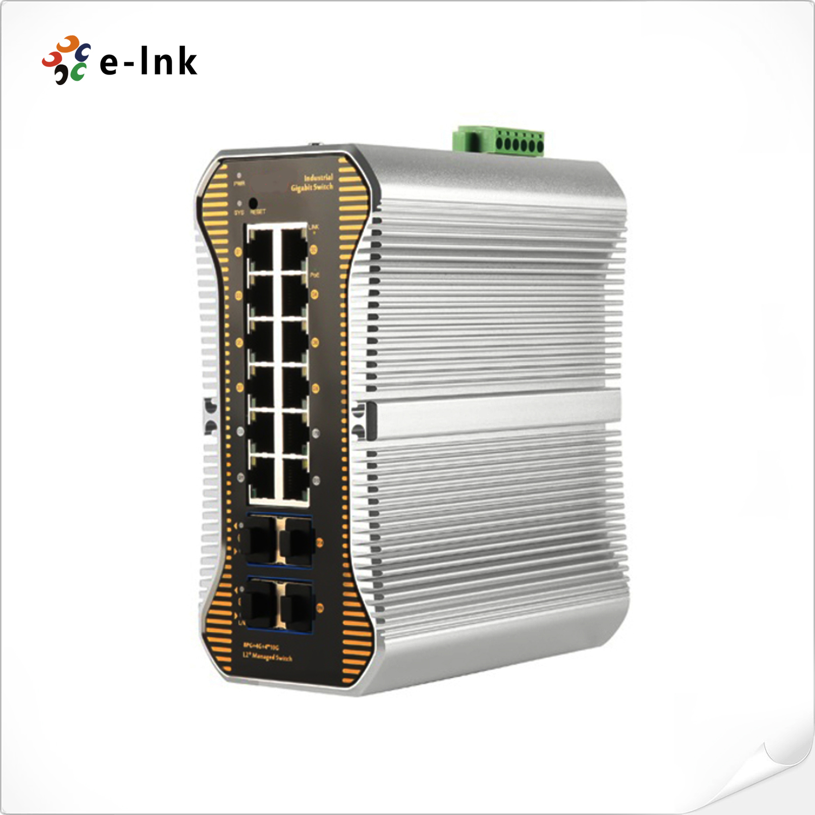 L2+ Industrial 12-Port 10/100/1000T (8-порт 802.3at PoE) + 4-порт 10G SFP+ Managed PoE Switch