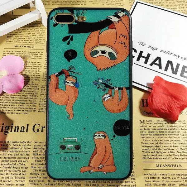 PC+TPU Silk Grain Folivora Play on the Tree Images Cell Phone Case Cover For iPhone 7 6s Plus