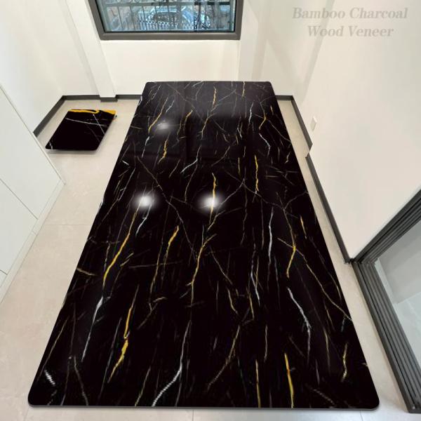 New Color PET High Gloss Marble Wall Panel Bamboo Charcoal Wood Veneer Interior Decorative Panel For Commercial Space