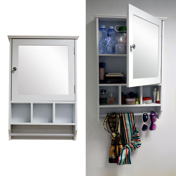 MDF Panel OEM Wall Mounted Antique Mirror Cabinet 5 Wood Compartment