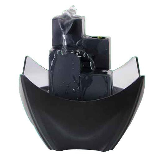 Black Tiered Battery Operated Resin Garden Fountains With Flower Pot