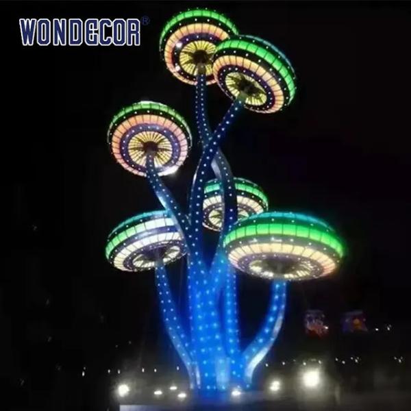 Lighting Abstract Metal Garden Plant Sculptures  3D+2D  Design