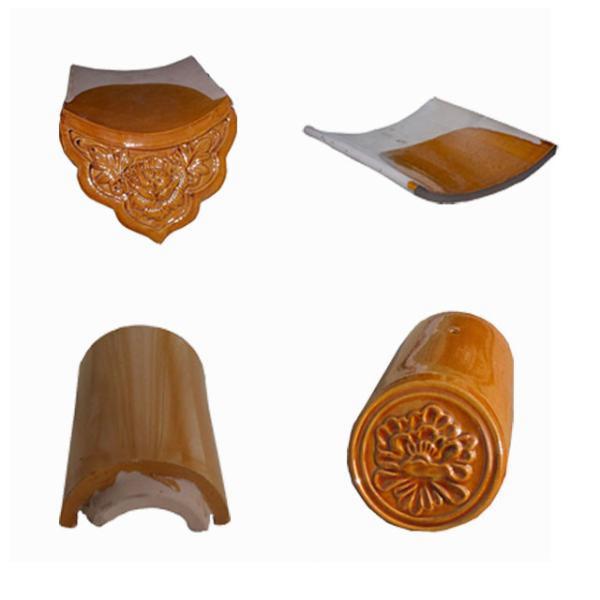 Antique Chinese Sancai Yellow Glazed Terracotta Roof Tile Asian Style For Temple House