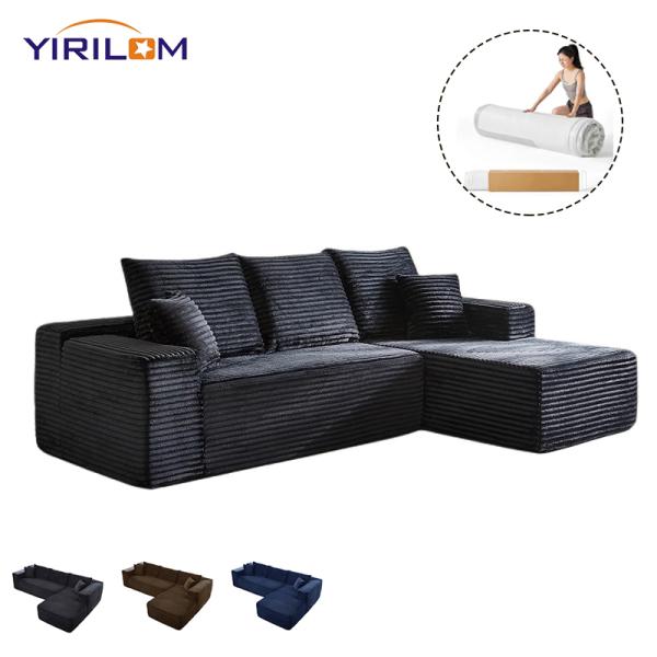 Modern Compression Sofa for Villa Pure Sponge Vacuum Roll Packed Upholstered Fabric Compressed Module Furniture Living Room Set