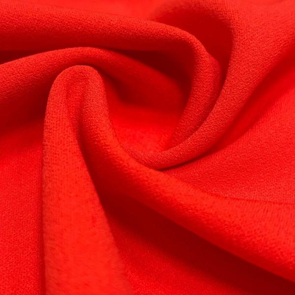 Red Solid Color Polyester Scuba with Crepe Effect