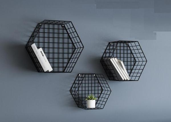 Wire Grid Steel Shop Display Stands Wall Mounted White / Golden / Black Color