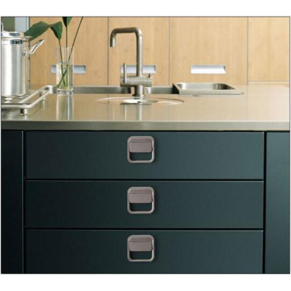 Brush Black Hidden Drawer Pulls Kitchen Cabinet Knobs / Closet Square ring Pulls Furniture Fittings