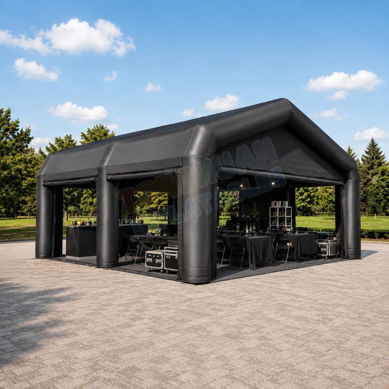 Commercial Inflatable Party Tent Black Pavilion Shelter with Spacious Interior for Hospitality Areas Event Rentals Exhibitions and Temporary Outdoor Venues