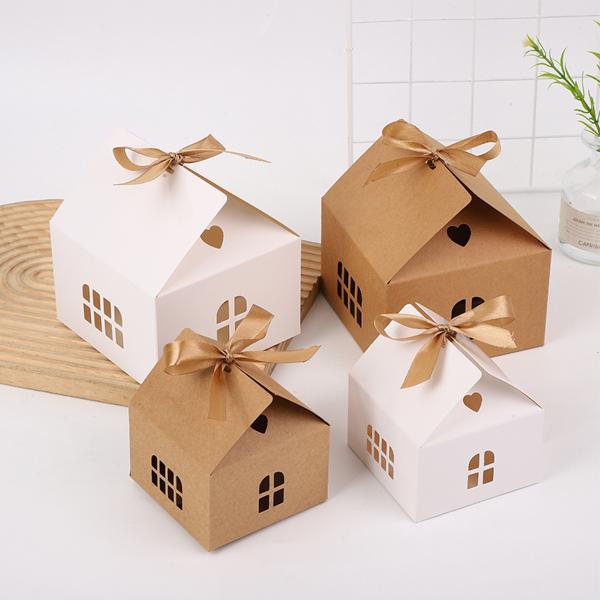 Custom Kraft Paper Bow Window House Snack Box