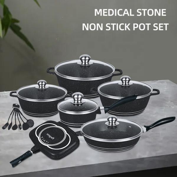 Hot Selling Multicolor pans and pots Kitchen Cooking Pot Sets Aluminum Non-Stick Cookware Pot Sets