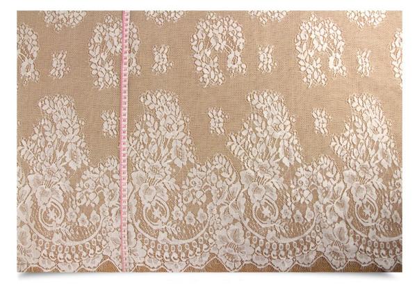 Garment Accessories Ivory  Eyelash Fancy  Lace   Chantilly Bridal Dress Fabric in Ivory Black double color Stock