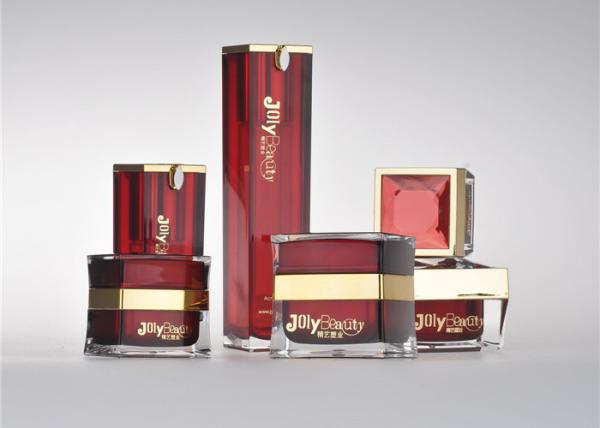Press Pump Cosmetic Bottles And Jars Wholesale With Red Edge