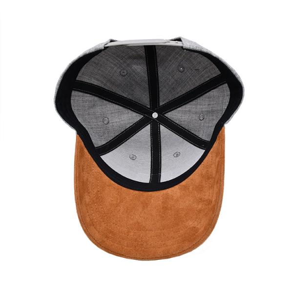 Suede 6 Panel Baseball Cap With Color Matching Stitching And Reinforced Seams
