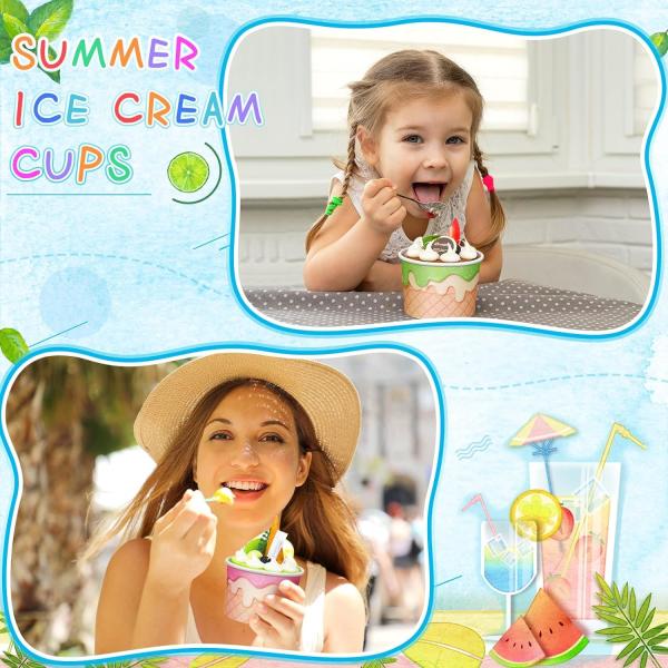 8 Oz Ice Cream Cups Summer Snack Cups Ice Cream Party Paper Cup Disposable Ice Cream Bowls Paper Snack Bowls