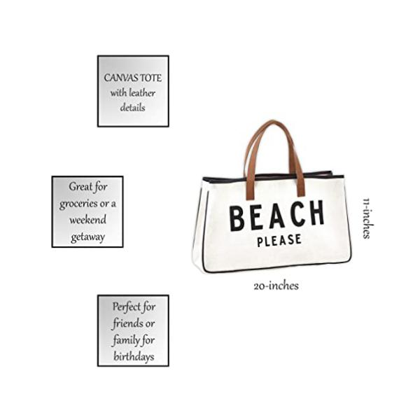 Custom Printed Large Canvas Travel Weekend Getaway Summer Beach Tote Bag with Leather Handles