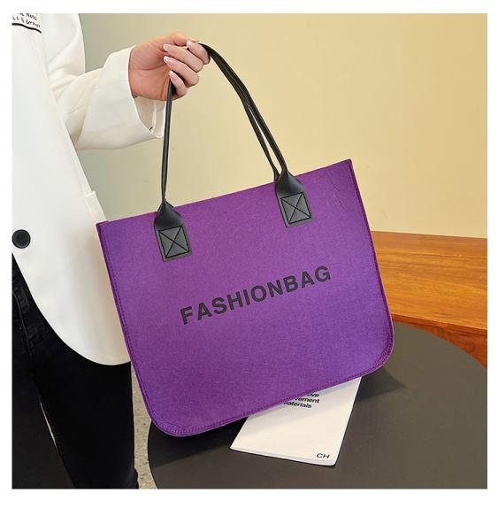 Versatile Felt Bag, Shoulder Handbag, Felt Tote Bag, Leather Strap, Shopping Bag, Large Quantity Discount Large Reusable Bags Heavy Duty Grocery Tote Bag