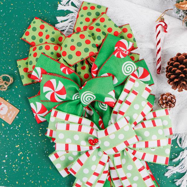 2024 Decoração de Natal Arco Personalizável Big Burlap Ribbon Arcos com borda de fio