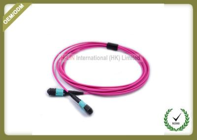 MTP TO MTP OM4 12 Core Fiber Optic Patch Cord Violet Color Multimode LSZH Jacket
