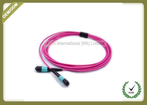 MTP TO MTP OM4 12 Core Fiber Optic Patch Cord Violet Color Multimode LSZH Jacket