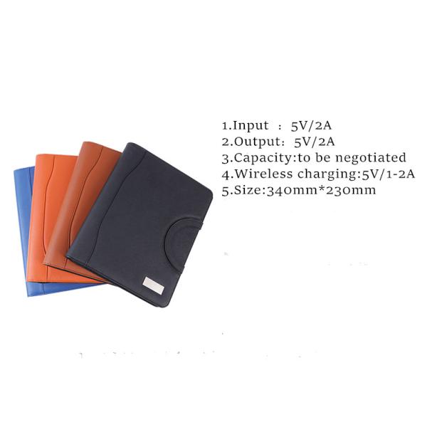 Multifunctional Waterproof Power Bank Notebook Portfolio Leather Material