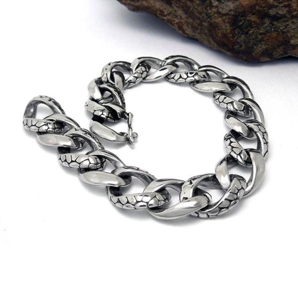 Men's Titanium Stainless Steel Curb Chain Link Bracelet 8 Inches (JCE168)