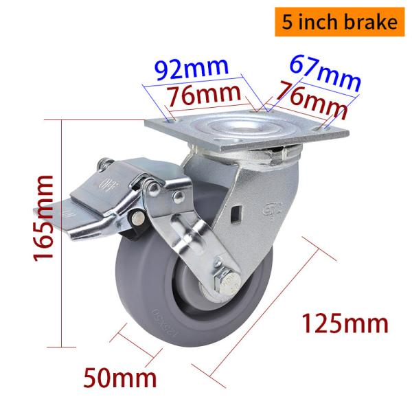 125mm Heavy Duty Casters 5 Inch Swivel Casters With Brake 735-56