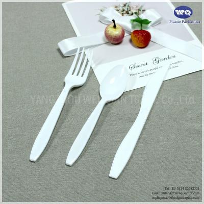 7inch White Plastic Cutlery-Disposable Cutlery Packs-disposable plastic knives-disposable soup spoons-prewrapped Cutlery