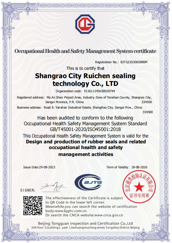 SHANGRAO RUICHEN SEALING CO.,LTD Сертификации