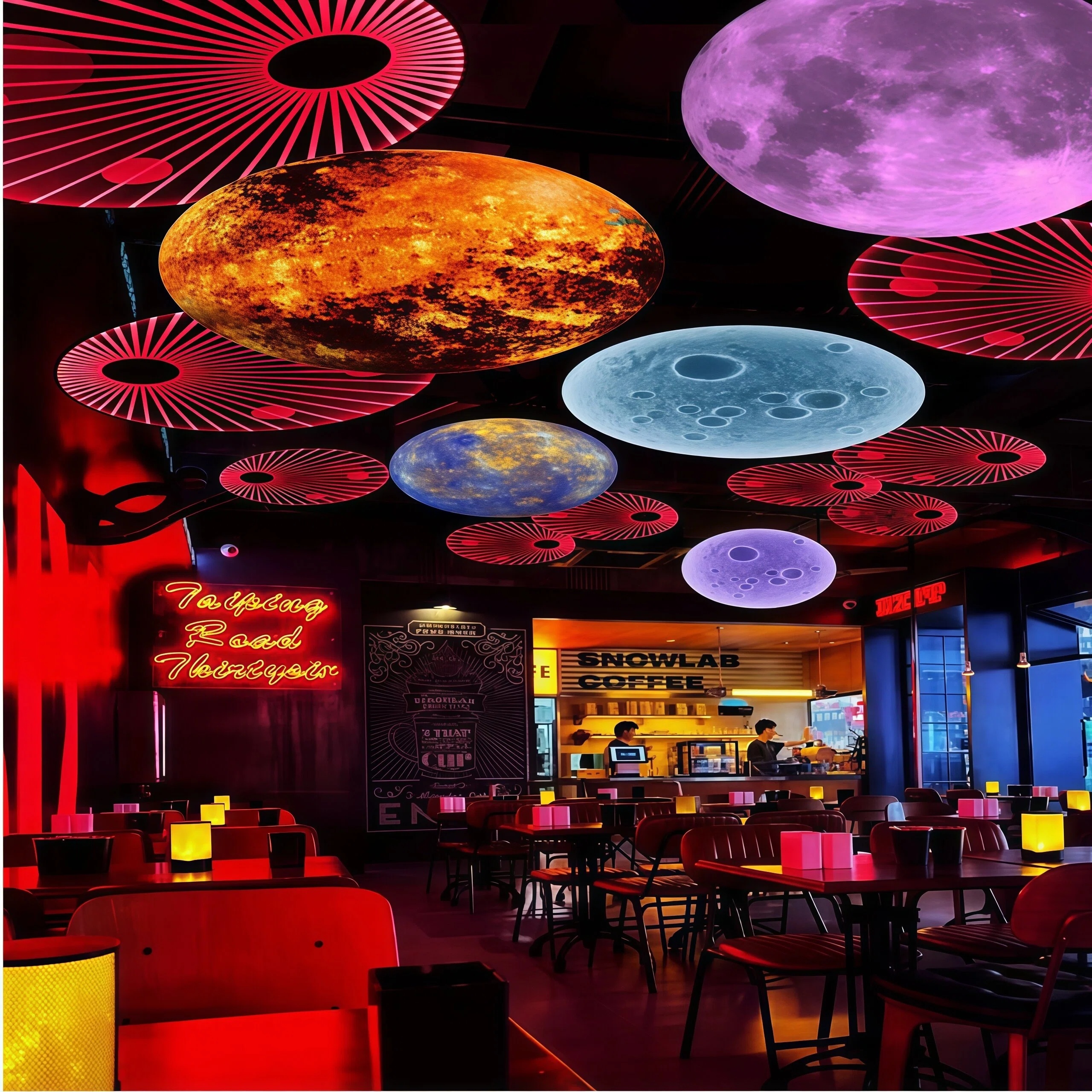 JYLIGHTING Custom Hollow Acrylic Ceiling Light with RGB Color Changing, Metal Frame Decorative Ceiling Lamp, Commercial Atmosphere Lighting for Bar, KTV, Nightclub & Entertainment Club Interior