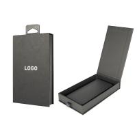 Logotipo personalizado Caja de papel de embalaje electrónico magnético negro para caja de teléfono caja de embalaje regalo