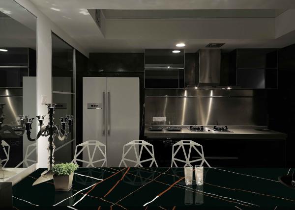Resistência térmica de pedra artificial de Worktop das bancadas pretas contínuas da cozinha de quartzo