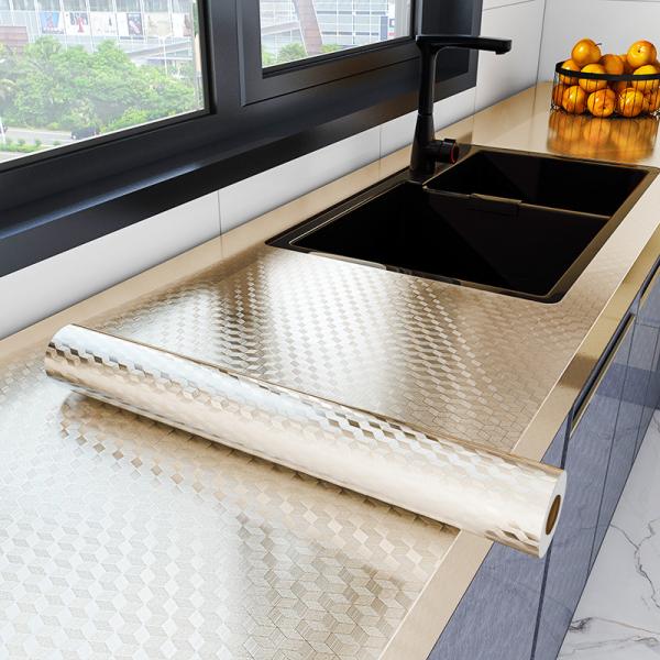 Tapis peint à l'huile de cuisine hautement brillant Autocollant PVC film de revêtement murale en vinyle avec support de colle