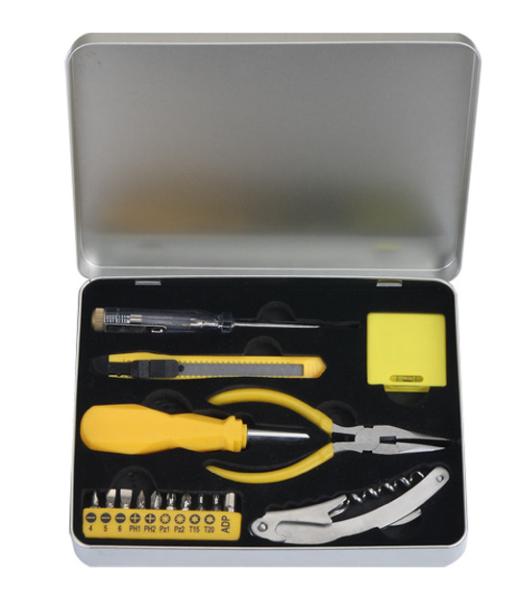 17 pcs mini tool set ,with pliers ,screwdriver bits ,test pen ,tape