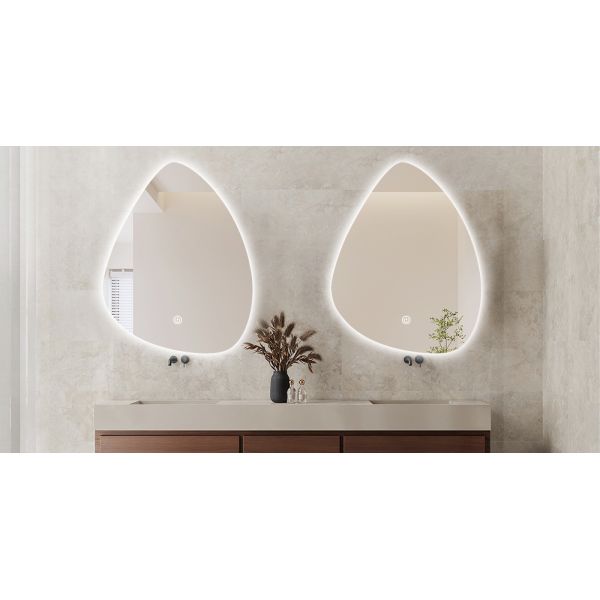 Anti Fog Frameless Lighted Bathroom Mirror 5mm Half Moon Wall Mirror