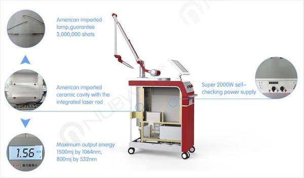 2017 OEM / ODM 532nm 1064nm 1320nm q switch long pulse nd yag laser tattoo removal machine