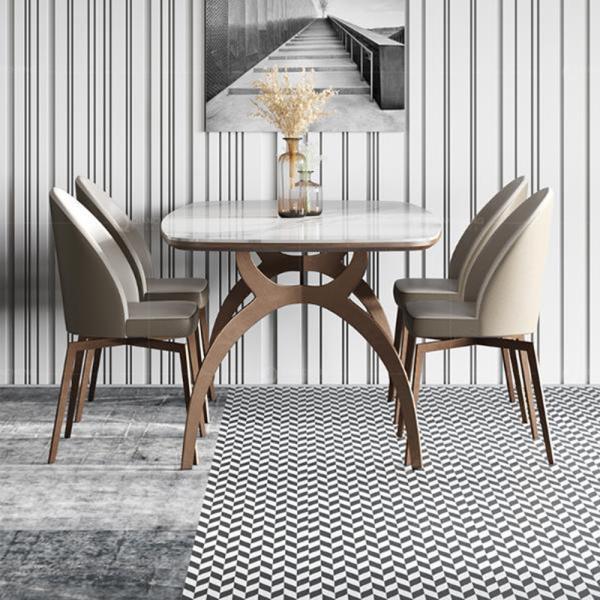 Customized luxury artifical marble steel furniture dining room table