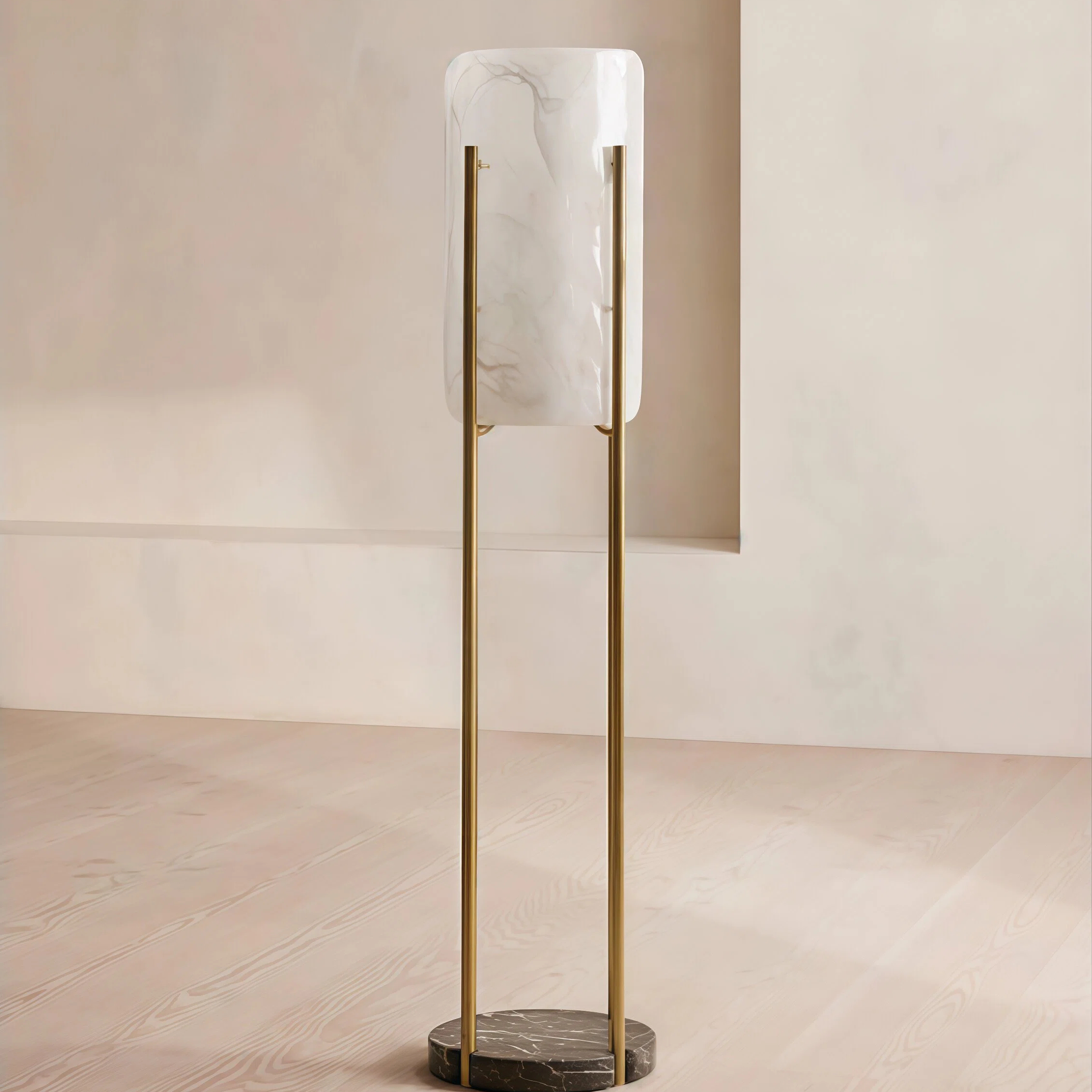 JYLIGHTING Modern Decorative Floor Lamp with Natural Marble Base, Stainless Steel Frame & Cloud Smoke Glass Shade for Residential & Commercial Interior Decoration